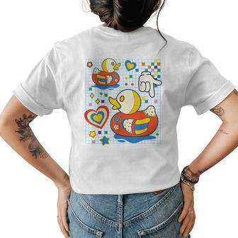 Kidcore Aesthetic Duck Fabric Patches Decora Kei Womens Back Print T-shirt - Monsterry