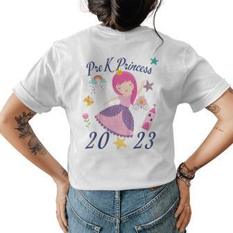 Kids 2023 Outfit Girls Princess Happy First Day Of Pre K Womens Back Print T-shirt - Monsterry CA