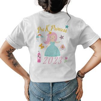 Kids 2023 Princess Outfit Girls Happy First Day Of Pre K Womens Back Print T-shirt - Monsterry