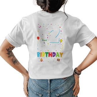 Kids 2Nd Birthday Happy Birthday 2Yr Boys Girls 2 Years Old Womens Back Print T-shirt - Monsterry