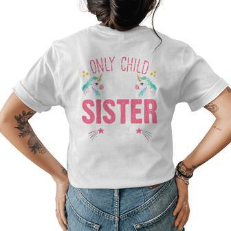 Kids Promoted To Big Sister Est 2024 Unicorn Toddler Girls Gifts For Sister Funny Gifts Womens Back Print T-shirt | Mazezy