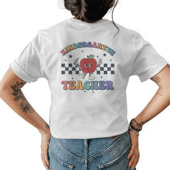 Kindergarten Teacher Groovy Back To School Team Kg Teachers Womens Back Print T-shirt - Thegiftio UK