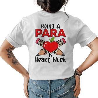 Kyme Leopard Being Para Is Heart Work Para Teacher Life Womens Back Print T-shirt | Mazezy