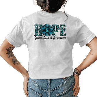 Leopard Sunflower Hope Sexual Assault Awareness Month Womens Back Print T-shirt | Mazezy