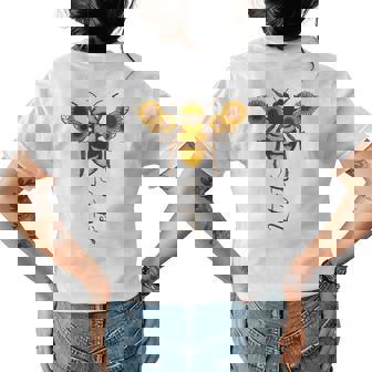 Let It Bee | Sunflower Bee Womens Back Print T-shirt | Mazezy