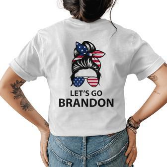 Lets Go Brandon Messy Bun Hair Lets Go Brandon Chant Joe Womens Back Print T-shirt | Mazezy