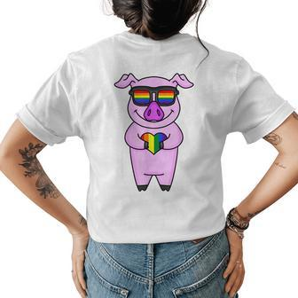 Lgbt Supporter Pig Rainbow Gay Pride - Lgbt Heart Animal Womens Back Print T-shirt | Mazezy