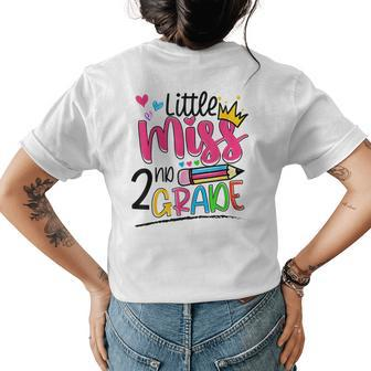 Little Miss Second Grade Back To School 2Nd Grader Womens Back Print T-shirt - Thegiftio UK