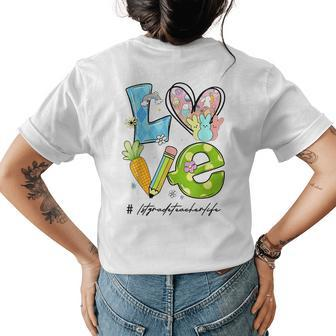 Love 1St Grade Teacher Matching Easter Day Men Women Funny Gifts For Teacher Funny Gifts Womens Back Print T-shirt | Mazezy