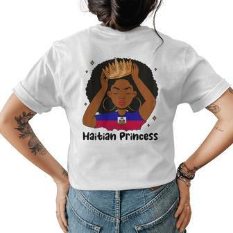 Melanin Haitian Princess Haiti Flag Haitian Girls Pride Womens Back Print T-shirt | Mazezy