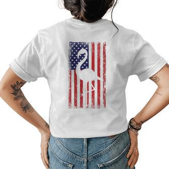 Men Women 4Th Of July Independence Day Flamingos Usa Flag Womens Back Print T-shirt | Mazezy