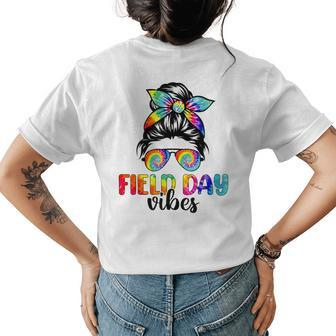 Messy Bun Field Day Vibes Tie Dye Teacher Kid Field Day 2023 Womens Back Print T-shirt | Mazezy