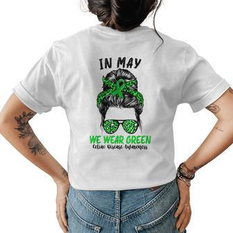 Messy Bun In May We Wear Green Celiac Disease Awareness Womens Back Print T-shirt | Mazezy
