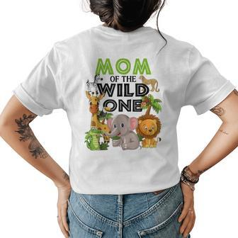 Mom Of The Wild One Birthday 1St Safari Jungle Family White Womens Back Print T-shirt - Monsterry CA