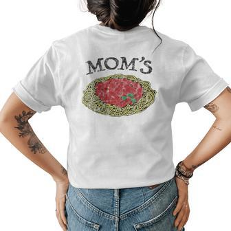 Moms Spaghetti Funny Italian Graphic Print Womens Back Print T-shirt | Mazezy UK