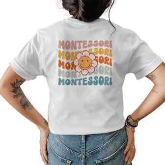 Montessori Teacher Daisy Colorful Womens Back Print T-shirt | Mazezy