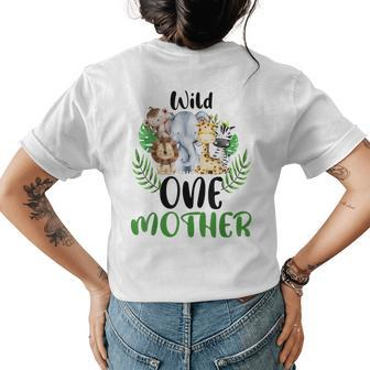 Mother Of The Wild One Zoo Birthday Safari Jungle Animal Womens Back Print T-shirt - Seseable