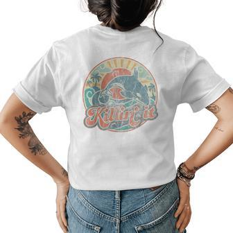 Orca Killer Whale Killin It Retro 60S Faded Summer Womens Back Print T-shirt | Mazezy