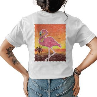 Pink Flamingo Summer Vibes Beach Sunset Tropical Summer Womens Back Print T-shirt | Mazezy