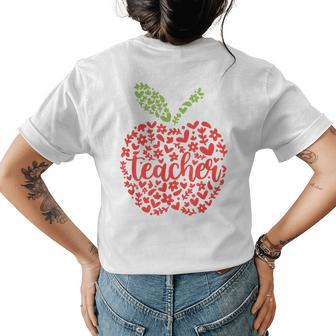 Proud Teacher Apple Shape Teacher Job Pride Womens Back Print T-shirt | Mazezy