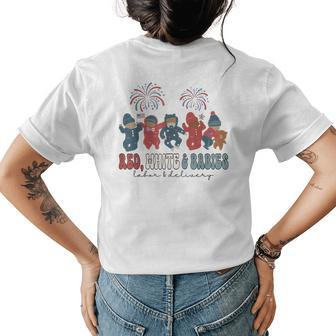 Red White And Babies Labor And Delivery Nurse 4Th Of July Womens Back Print T-shirt - Thegiftio UK