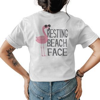 Resting Beach Face Flamingo Summer Funny Holiday Vibes Womens Back Print T-shirt | Mazezy