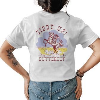 Retro Cowgirl Hold Your Horse Giddy Up Western Cowboy Gift Womens Back Print T-shirt | Mazezy