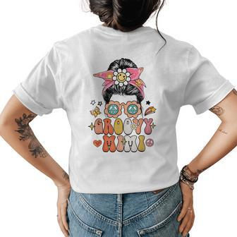 Retro Groovy Mimi Messy Bun Women Hippie Family Matching Womens Back Print T-shirt | Mazezy