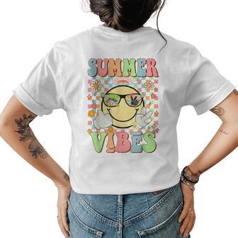 Retro Groovy Summer Vibes For Women Men Kids Summer Vacation Vacation Funny Gifts Womens Back Print T-shirt | Mazezy