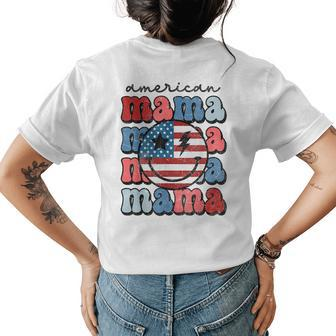 Retro Mama Smile Patriotic 4Th Of July American Flag Gifts For Mama Funny Gifts Womens Back Print T-shirt | Mazezy