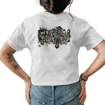 Rustic Faith T Christian Turquoise Leopard Faith Cross Jesus Faith Funny Gifts Womens Back Print T-shirt | Mazezy