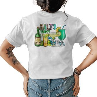 Salty Summer Vibes Drink Tequila Margarita Vacation Wave Womens Back Print T-shirt | Mazezy