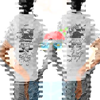 Santa Hat Sunglasses Summer Vacation Christmas In July Vacation Funny Gifts Womens Back Print T-shirt | Mazezy