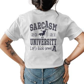 Sarcasm University Donkey 2021 Graduation Funny College Womens Back Print T-shirt | Mazezy