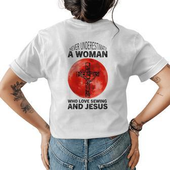 Sewing And Jesus Funny Sewing Quote Women Quilting Lover Womens Back Print T-shirt | Mazezy