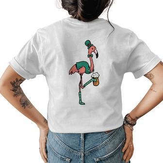 St Paddys Day Flamingo With Beer - St Patricks Day Womens Back Print T-shirt | Mazezy