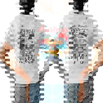 Sunglasses Christmas In July Santa Hat Summer Vacation Cute Vacation Funny Gifts Womens Back Print T-shirt | Mazezy