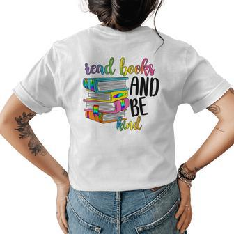 Tiedye Read Books And Be Kind Outfit For Book Readers Womens Back Print T-shirt | Mazezy