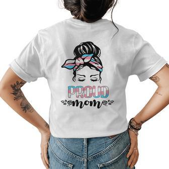 Trans Mom Messy Bun Proud Transsexual Transgender Pride Flag Womens Back Print T-shirt | Mazezy