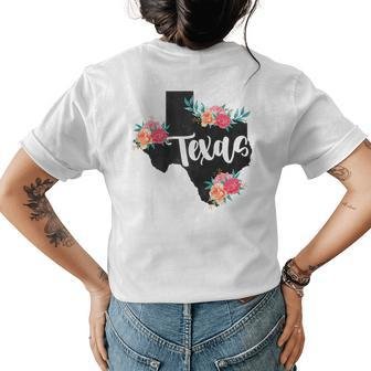 Vintage Texas Home State Map Pride Flowers Retro Rodeo Womens Back Print T-shirt | Mazezy