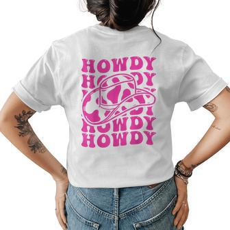 Vintage White Howdy Rodeo Country Western Cowgirl Southern Womens Back Print T-shirt | Mazezy