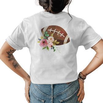 Watercolor Floral Football Womens Back Print T-shirt | Mazezy