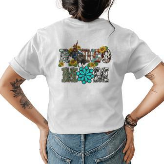 Western Rodeo Mom Turquoise Leopard Mothers Day Womens Back Print T-shirt | Mazezy