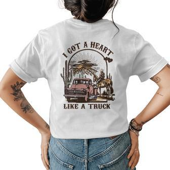 Western Sunset Cowgirl I Got A Heart Like A Truck Gift For Womens Womens Back Print T-shirt | Mazezy
