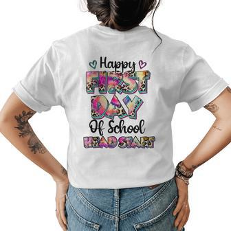 Women Tie Dye Leopard Happy First Day Of School Head Start Womens Back Print T-shirt - Monsterry UK
