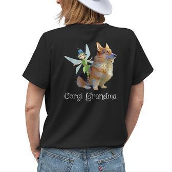Corgi Grandma Pembroke Welsh Corgi & Fairy Retro Dog Lover Womens Back Print T-shirt | Mazezy