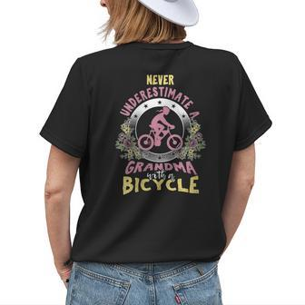 Cyclist Grandmother Never Underestimate Grandma With Bicycle Gift For Womens Womens Back Print T-shirt - Seseable