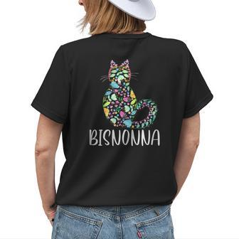 Floral Cat Bisnonna Italian Great Grandma Cat Lover Womens Back Print T-shirt | Mazezy