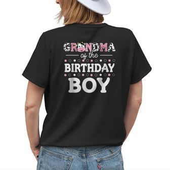 Grandma Of The Birthday Boy Farm Cow Mommy Mama 1St Womens Back Print T-shirt | Mazezy