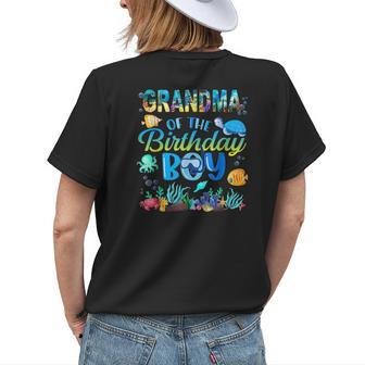 Grandma Of The Birthday Boy Sea Fish Ocean Animals Aquarium Womens Back Print T-shirt - Seseable